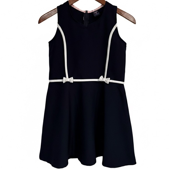 Limited Too Other - Limited Too Girls Navy Blue Sleeveless Dress Size 12 White Bow Accents
